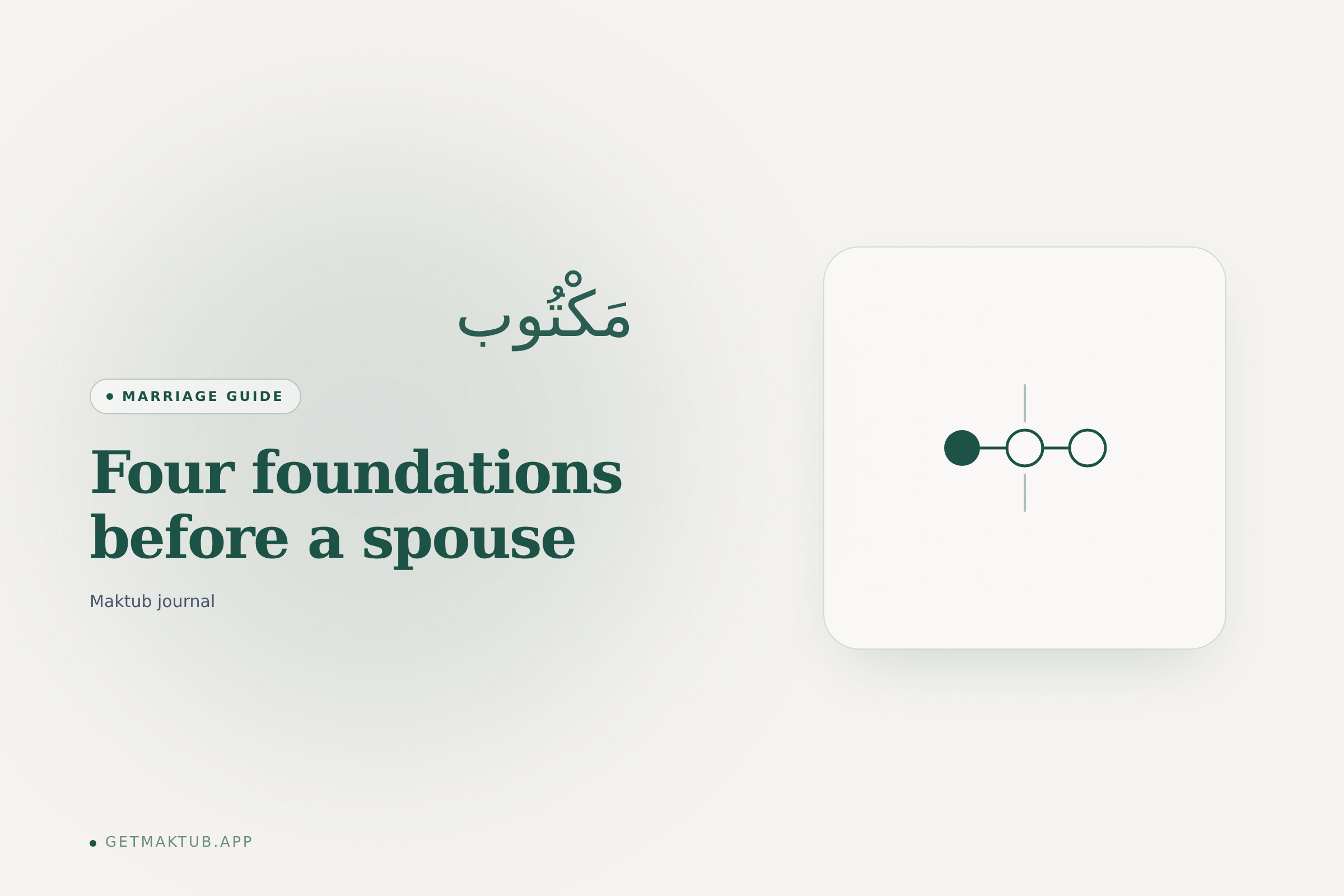 Maktub journal cover — four foundations of preparation before seeking a spouse